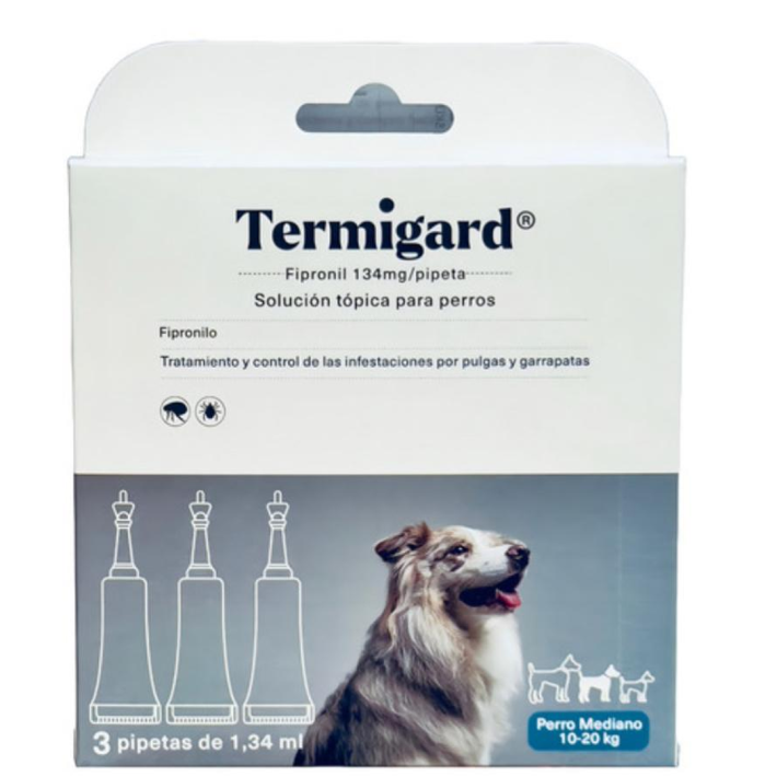 Termigard Fipronil 1,34 ml Tres Unidades Para Perros de 10 a 20 kg.
