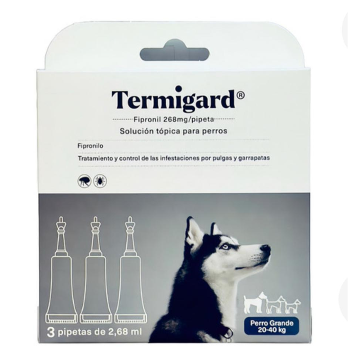 Termigard Fipronil 2,68 ml Tres Unidades Para Perros de 20 a 40 kg.